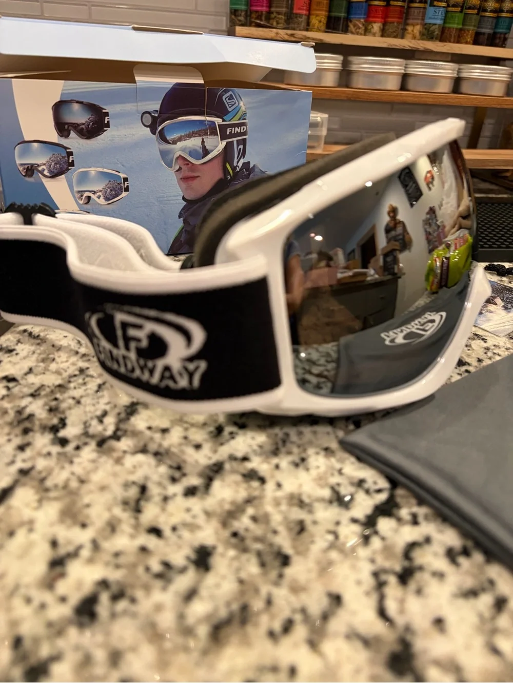White Ski Goggles with Mirrored Lens and Full UV Protection